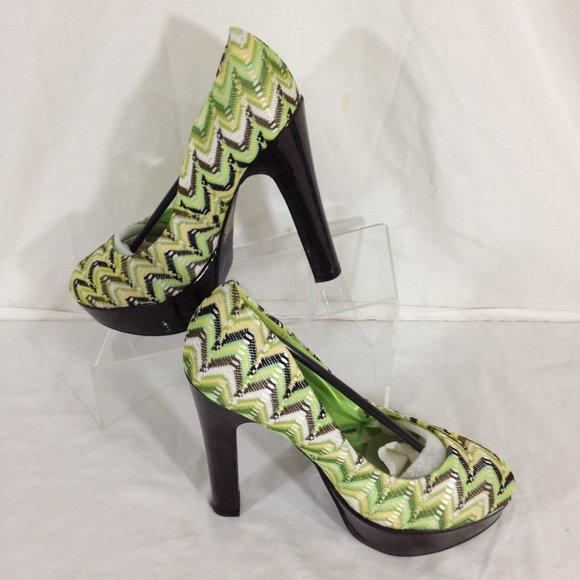 Shoes of Soul-Final Price- Green Fabric Size 7 Platform Heels - Picture 3 of 11